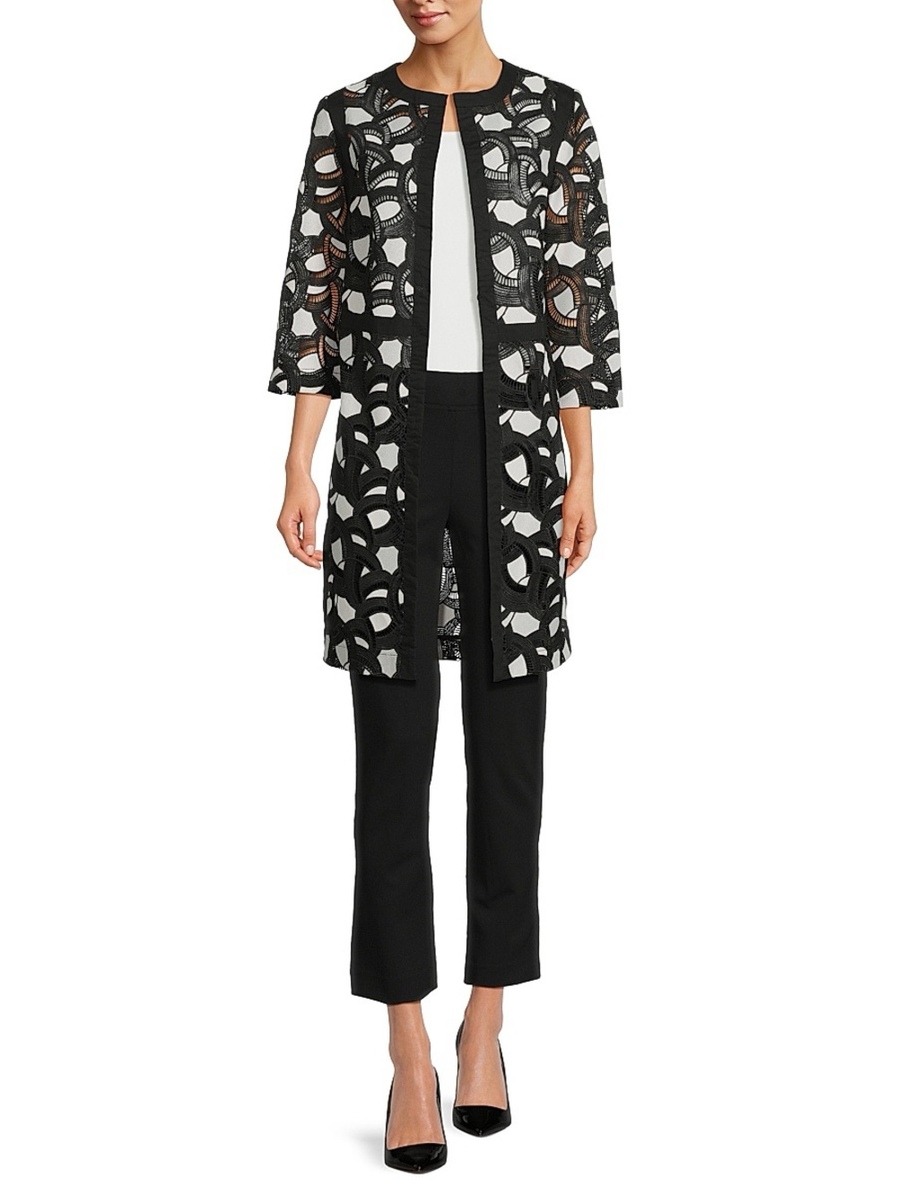 This Ming Wang Two-Tone Lace Jacket